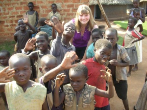 Me with Children at an Internally Displaced Persons Camp in Gulu, Uganda